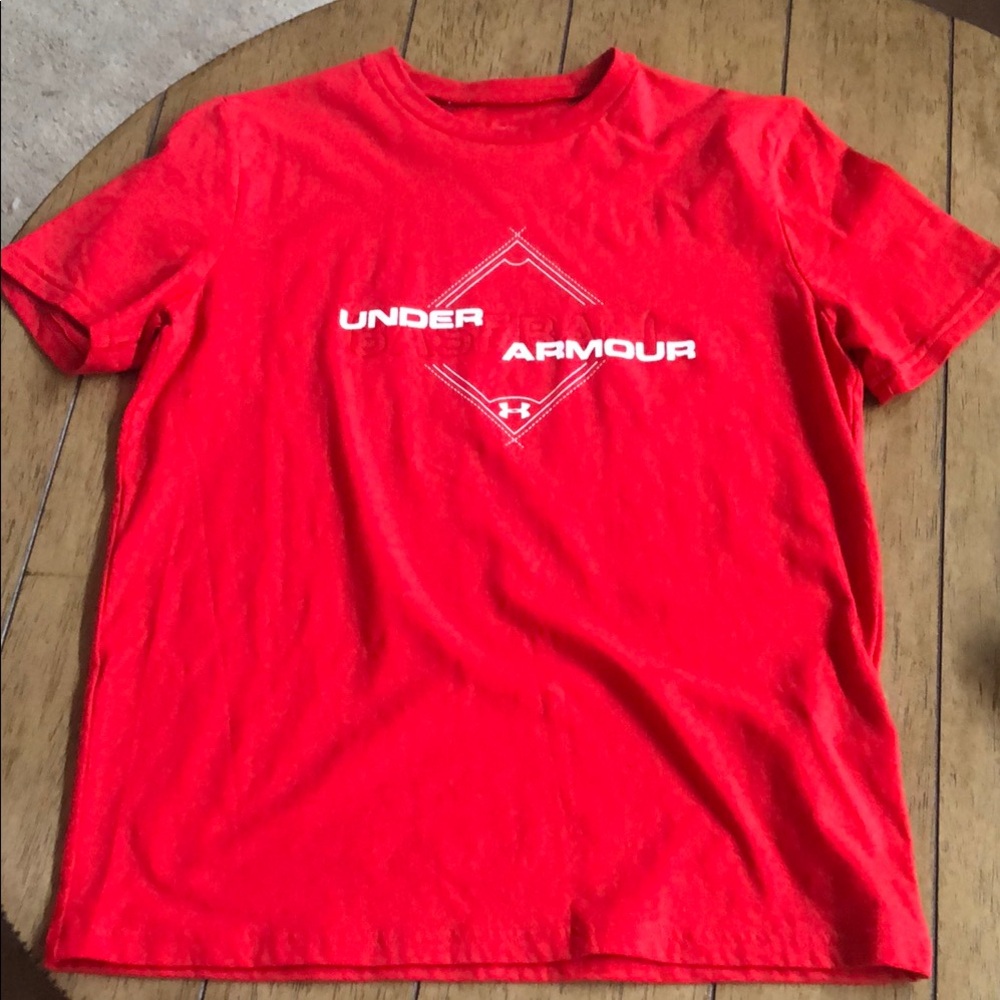 NWOT Under Armour boys red baseball T-Shirt